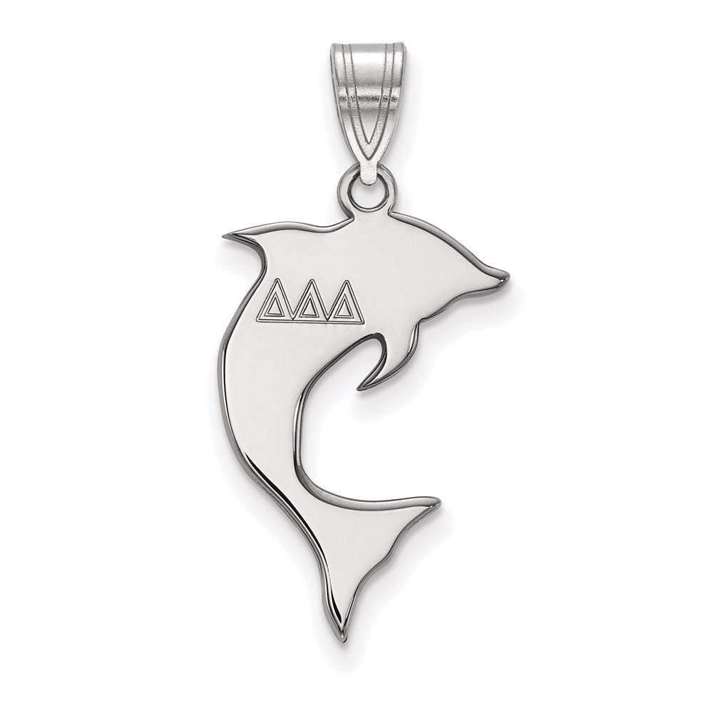 Sterling Silver Delta Delta Delta Medium Pendant, Item P27332 by The Black Bow Jewelry Co.