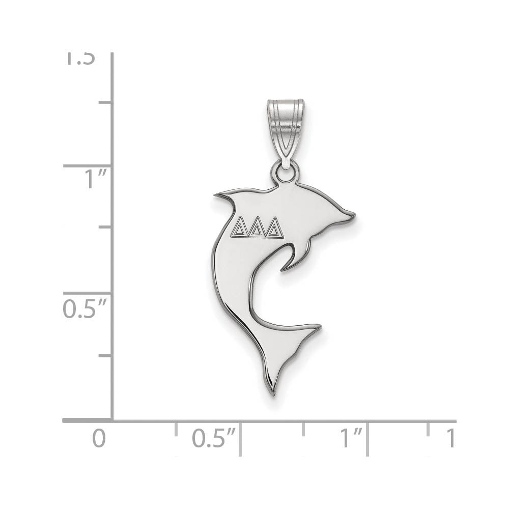 Alternate view of the Sterling Silver Delta Delta Delta Medium Pendant by The Black Bow Jewelry Co.