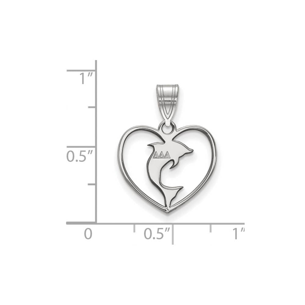 Alternate view of the Sterling Silver Delta Delta Delta Heart Pendant by The Black Bow Jewelry Co.