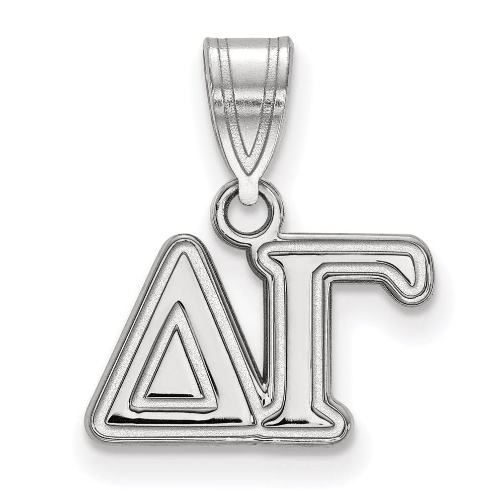 Sterling Silver Delta Gamma Medium Greek Letters Pendant, Item P27337 by The Black Bow Jewelry Co.
