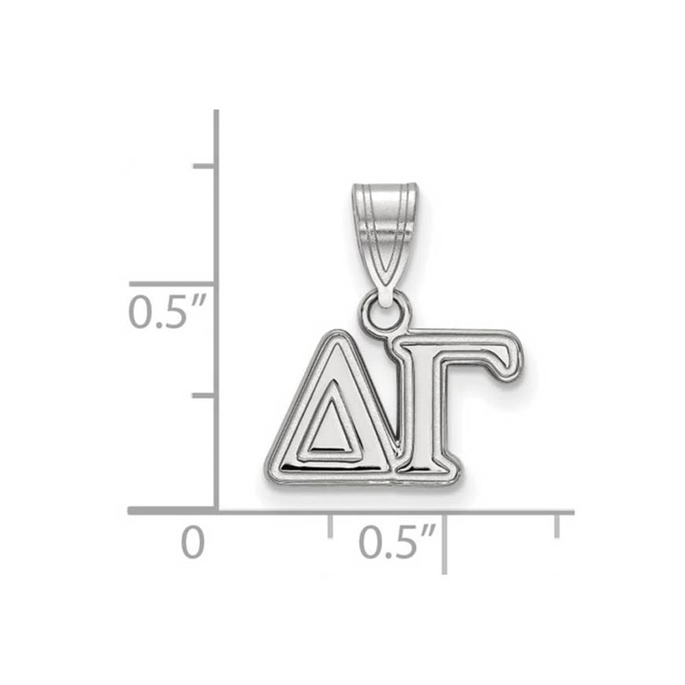 Alternate view of the Sterling Silver Delta Gamma Medium Greek Letters Pendant by The Black Bow Jewelry Co.