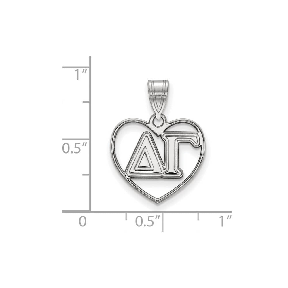 Alternate view of the Sterling Silver Delta Gamma Heart Greek Letters Pendant by The Black Bow Jewelry Co.