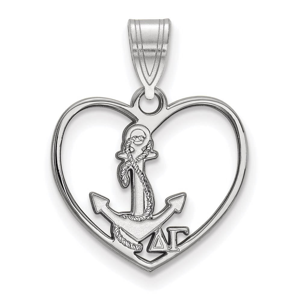 Sterling Silver Delta Gamma Heart Pendant, Item P27343 by The Black Bow Jewelry Co.