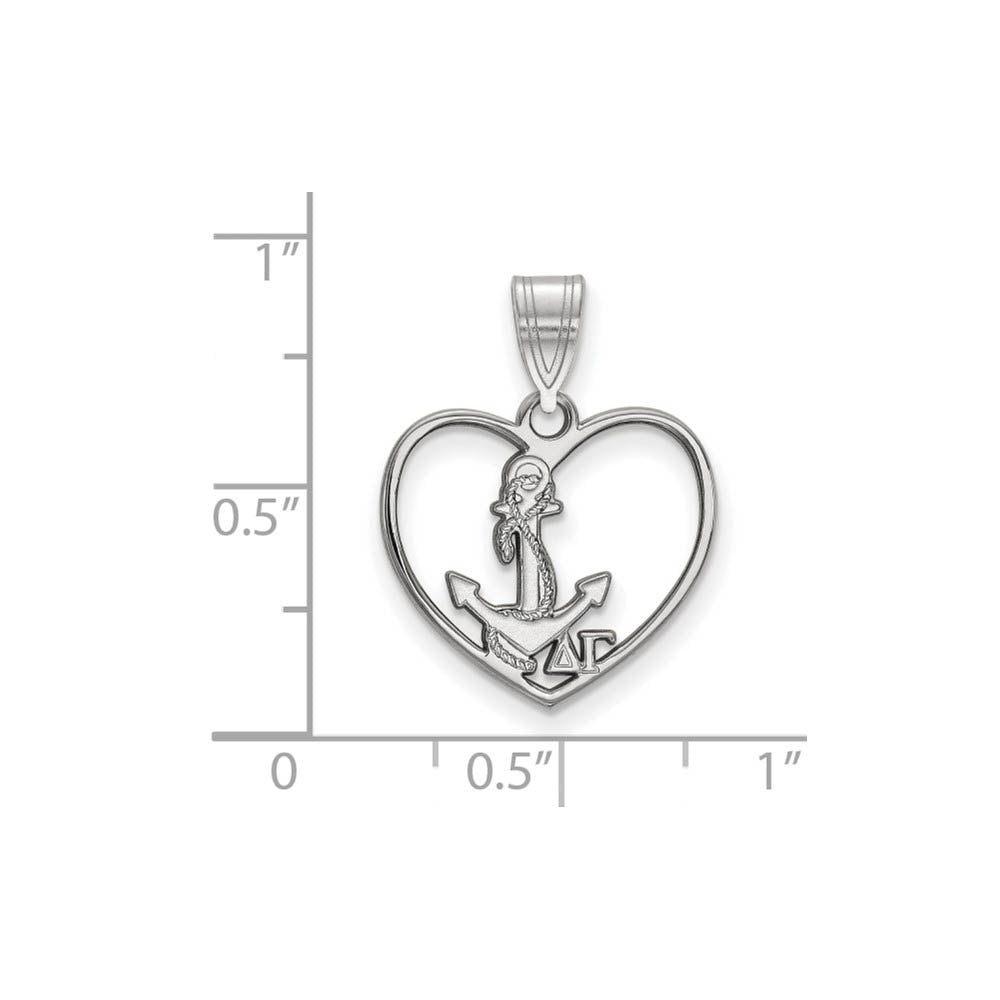 Alternate view of the Sterling Silver Delta Gamma Heart Pendant by The Black Bow Jewelry Co.