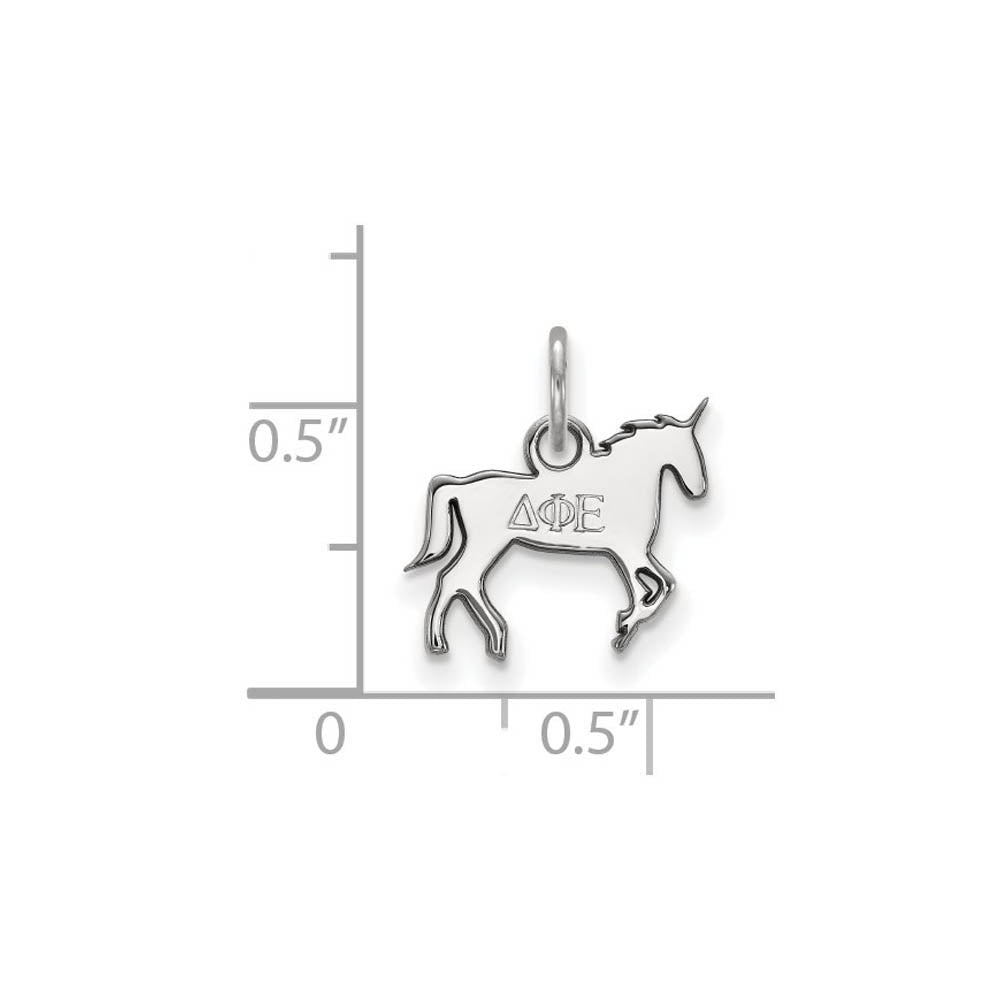 Alternate view of the Sterling Silver Delta Phi Epsilon XS (Tiny) Charm or Pendant by The Black Bow Jewelry Co.