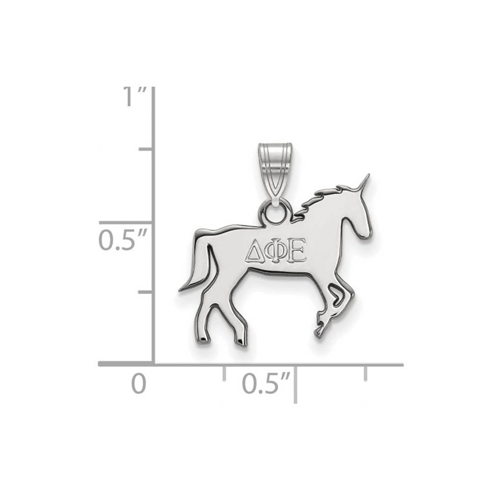 Alternate view of the Sterling Silver Delta Phi Epsilon Small Pendant by The Black Bow Jewelry Co.