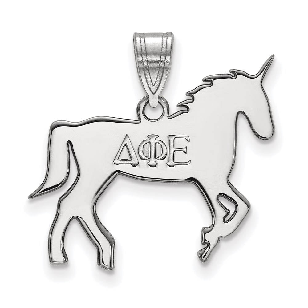 Sterling Silver Delta Phi Epsilon Medium Pendant, Item P27352 by The Black Bow Jewelry Co.
