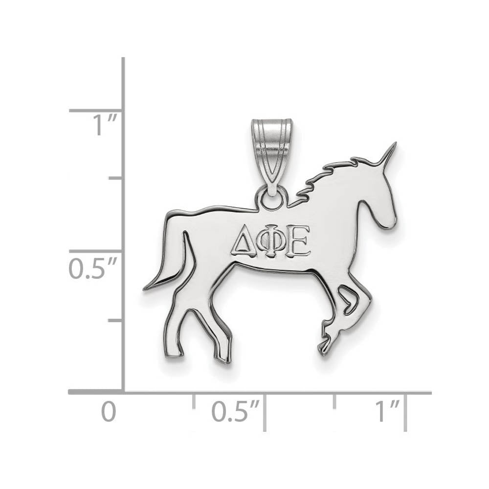 Alternate view of the Sterling Silver Delta Phi Epsilon Medium Pendant by The Black Bow Jewelry Co.