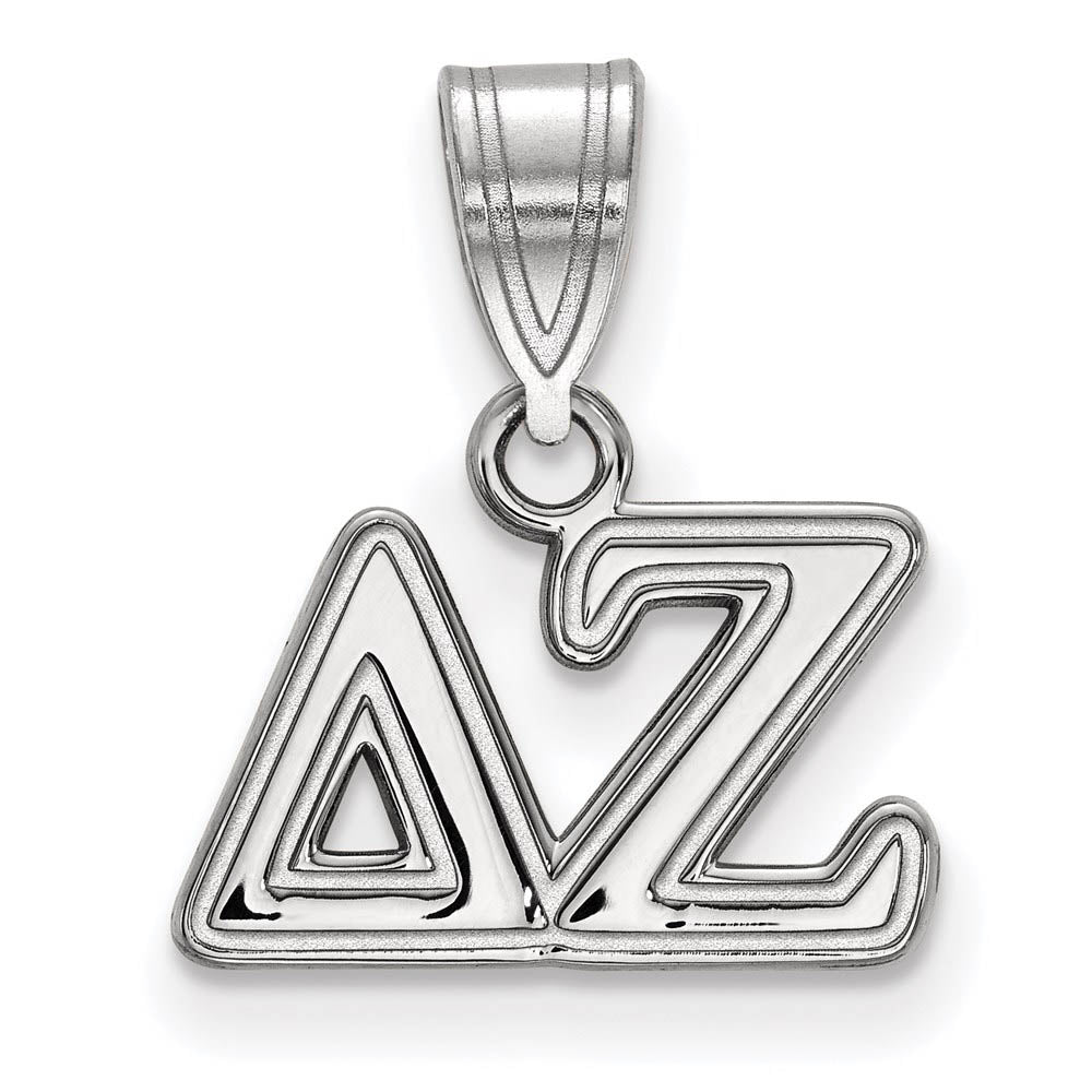 Sterling Silver Delta Zeta Medium Greek Letters Pendant, Item P27357 by The Black Bow Jewelry Co.