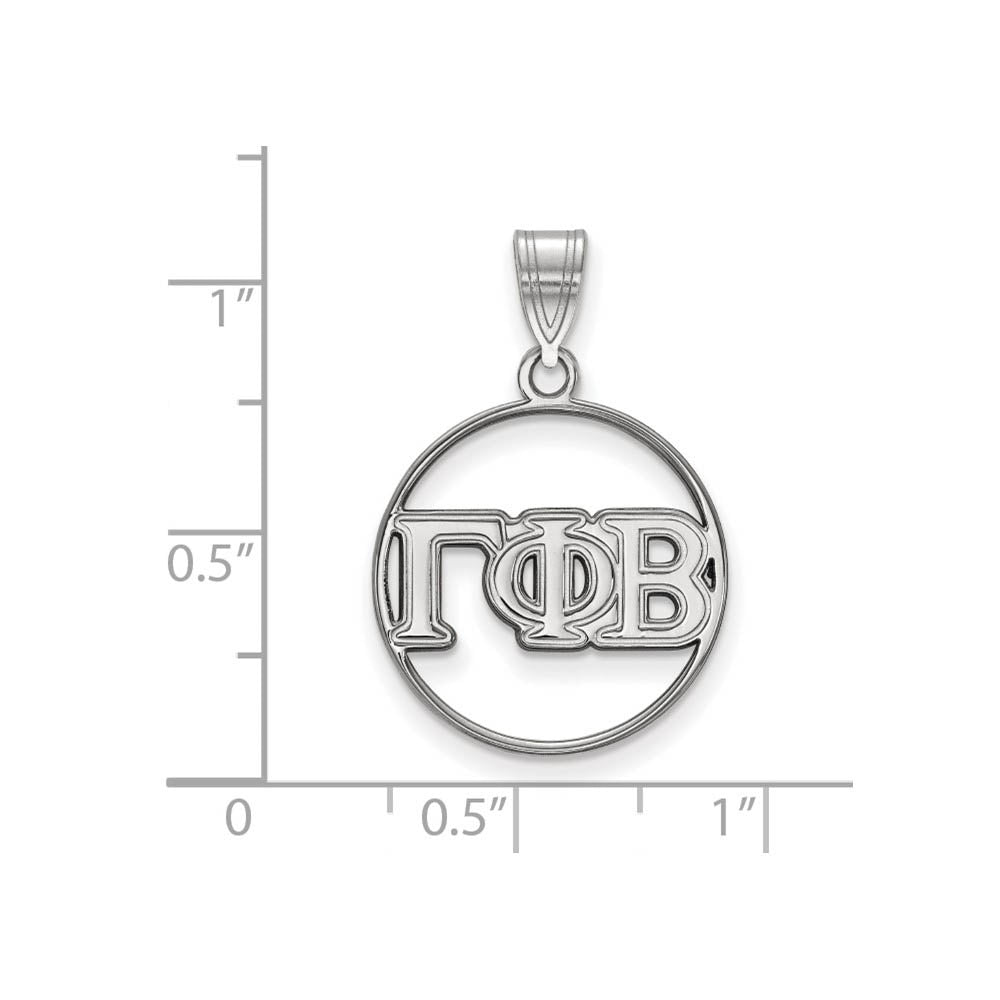 Alternate view of the Sterling Silver Gamma Phi Beta Medium Circle Greek Letters Pendant by The Black Bow Jewelry Co.