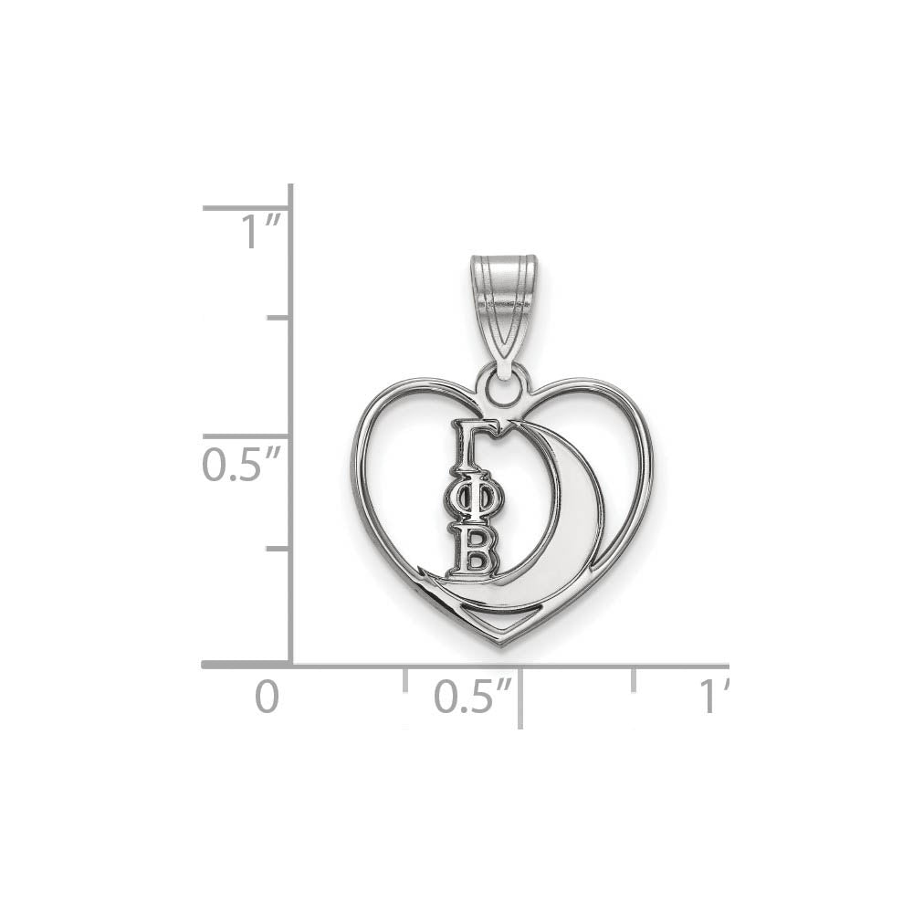 Alternate view of the Sterling Silver Gamma Phi Beta Heart Pendant by The Black Bow Jewelry Co.