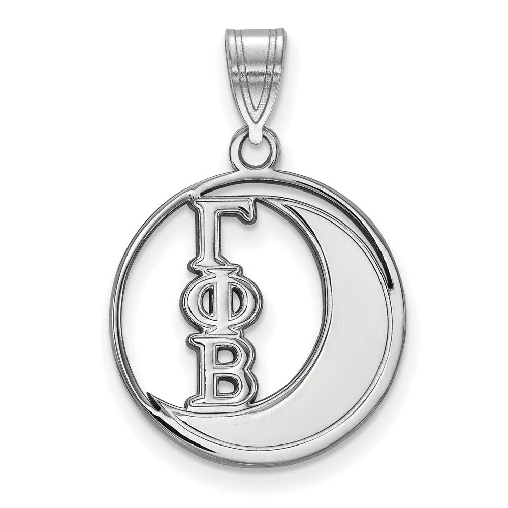 Sterling Silver Gamma Phi Beta Medium Circle Pendant, Item P27374 by The Black Bow Jewelry Co.