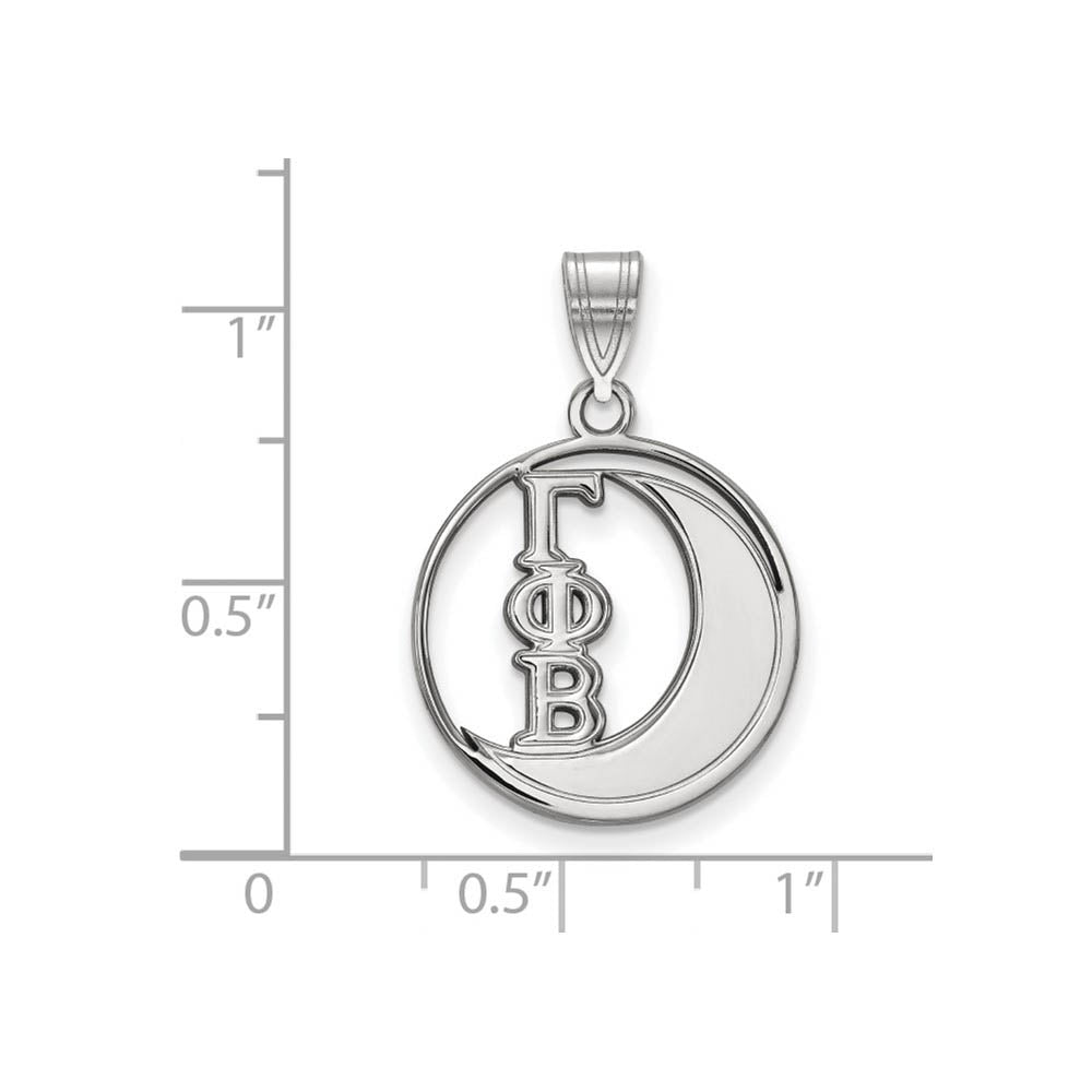 Alternate view of the Sterling Silver Gamma Phi Beta Medium Circle Pendant by The Black Bow Jewelry Co.