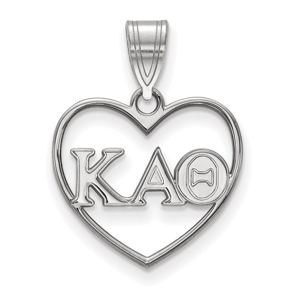 Sterling Silver Kappa Alpha Theta Heart Greek Letters Pendant, Item P27377 by The Black Bow Jewelry Co.