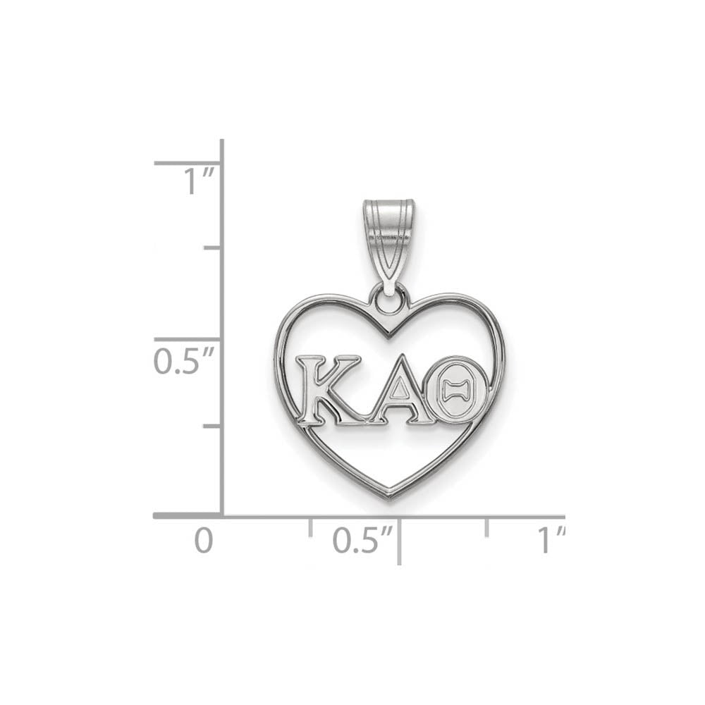 Alternate view of the Sterling Silver Kappa Alpha Theta Heart Greek Letters Pendant by The Black Bow Jewelry Co.