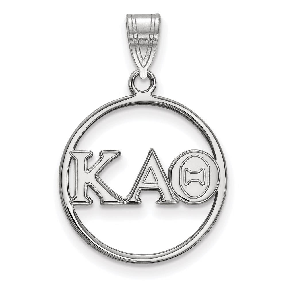 Sterling Silver Kappa Alpha Theta Medium Circle Greek Letters Pendant, Item P27378 by The Black Bow Jewelry Co.