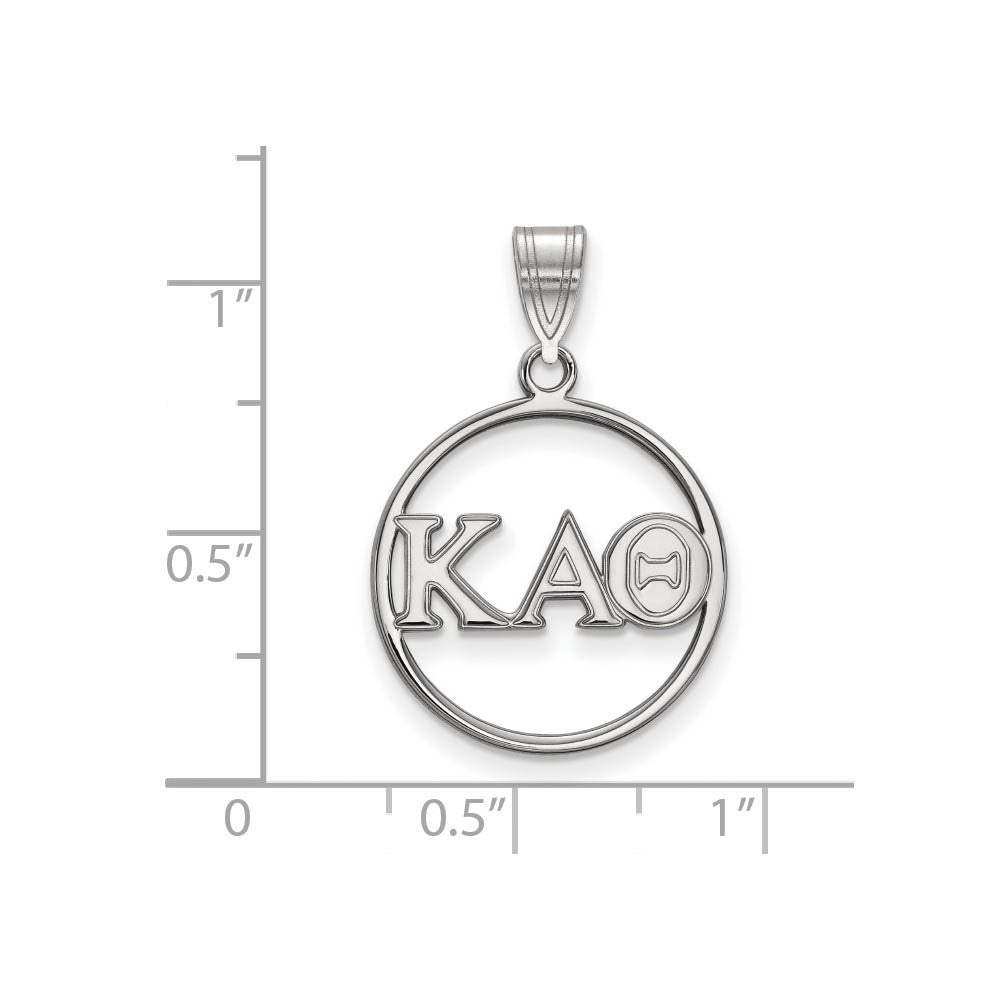 Alternate view of the Sterling Silver Kappa Alpha Theta Medium Circle Greek Letters Pendant by The Black Bow Jewelry Co.