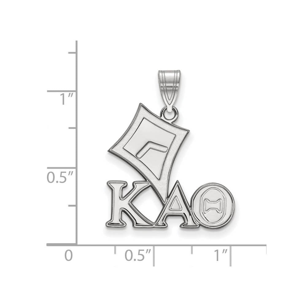 Alternate view of the Sterling Silver Kappa Alpha Theta Medium Pendant by The Black Bow Jewelry Co.