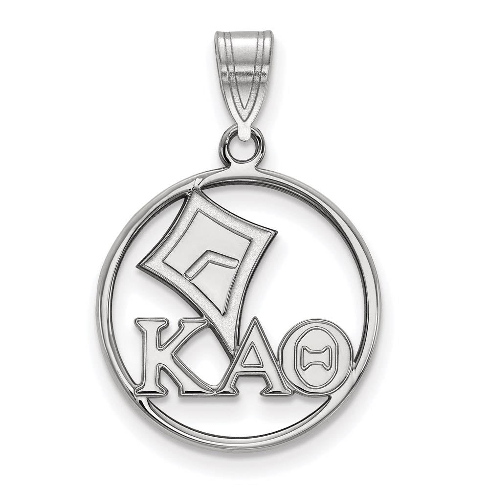 Sterling Silver Kappa Alpha Theta Medium Circle Pendant, Item P27383 by The Black Bow Jewelry Co.