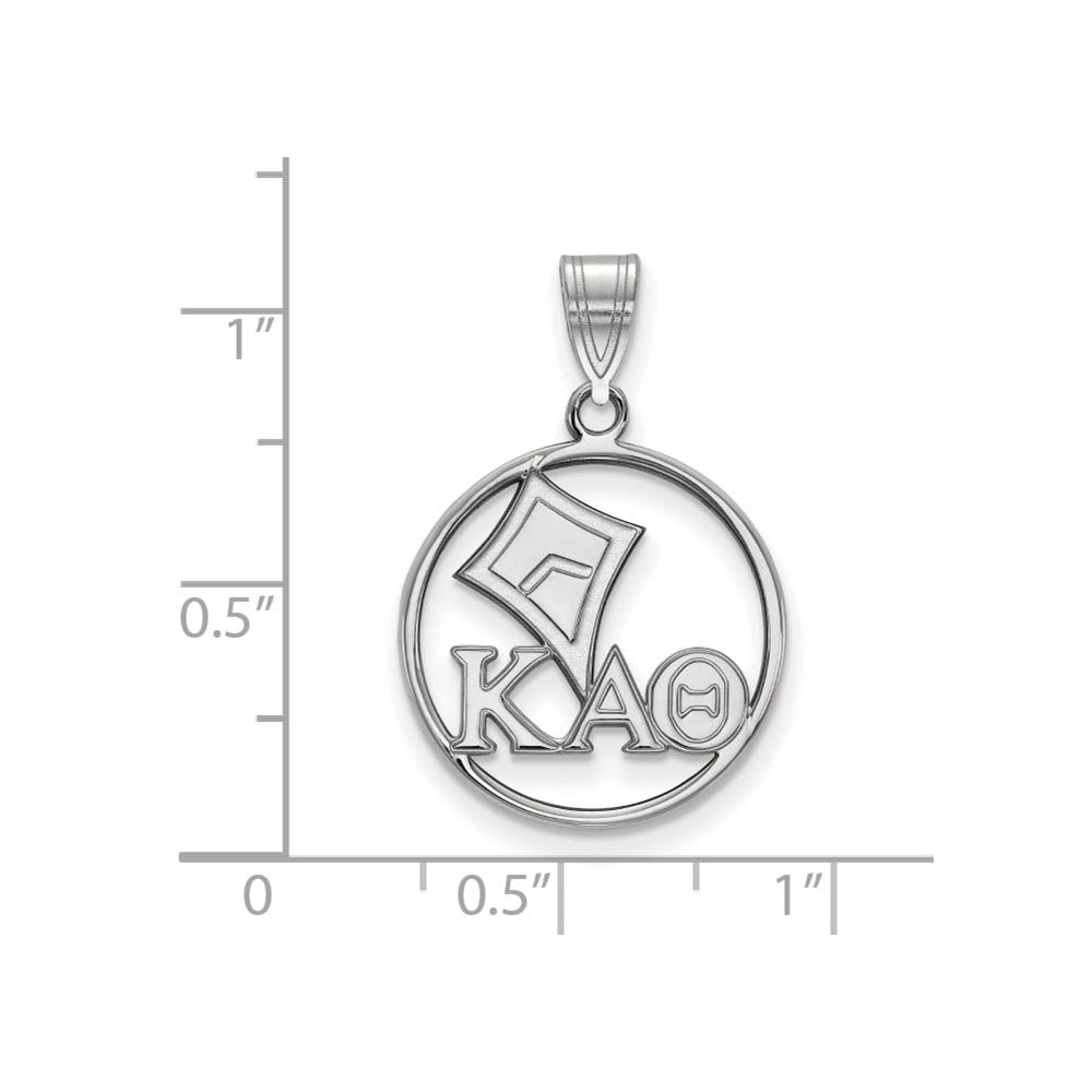 Alternate view of the Sterling Silver Kappa Alpha Theta Medium Circle Pendant by The Black Bow Jewelry Co.