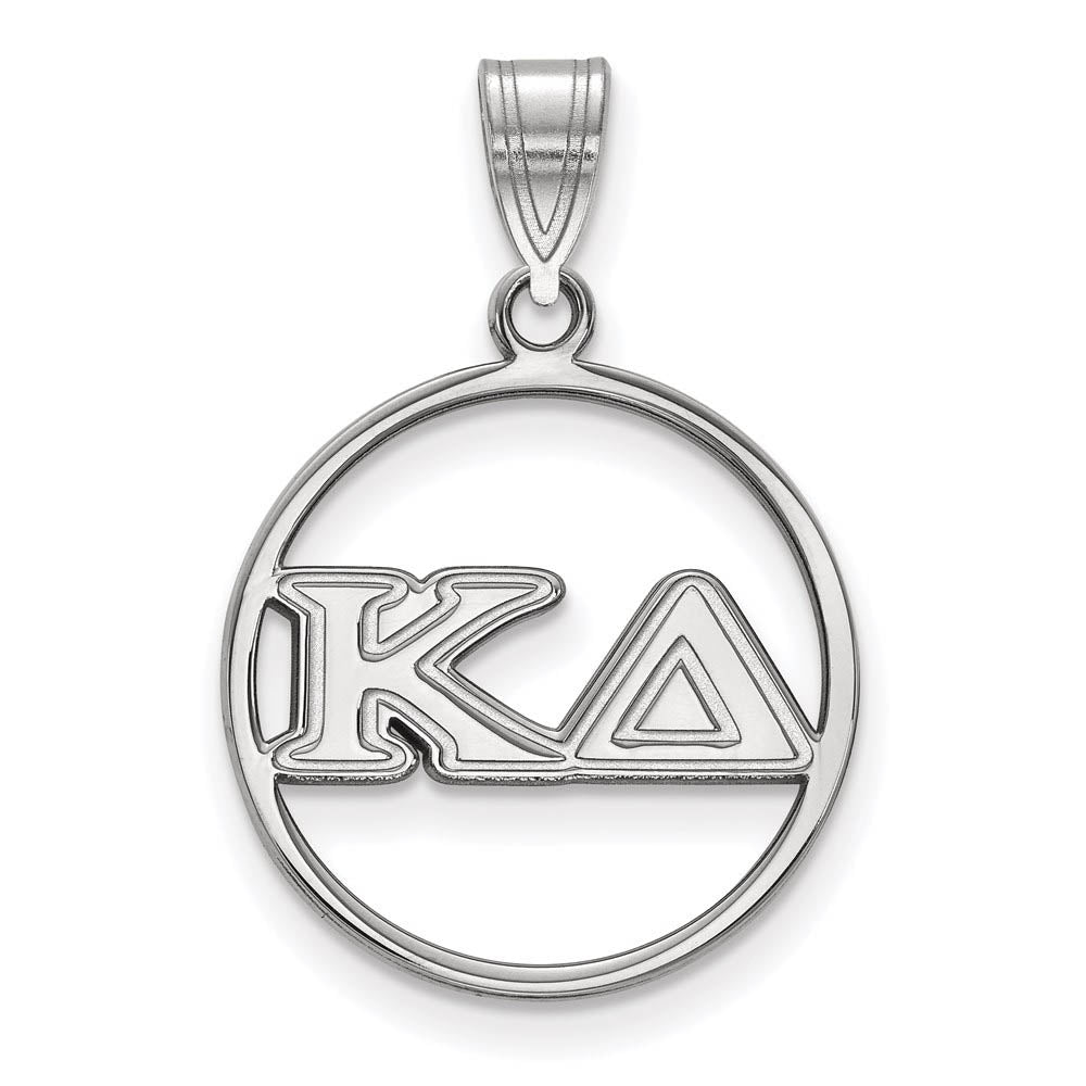 Sterling Silver Kappa Delta Medium Circle Greek Letters Pendant, Item P27388 by The Black Bow Jewelry Co.
