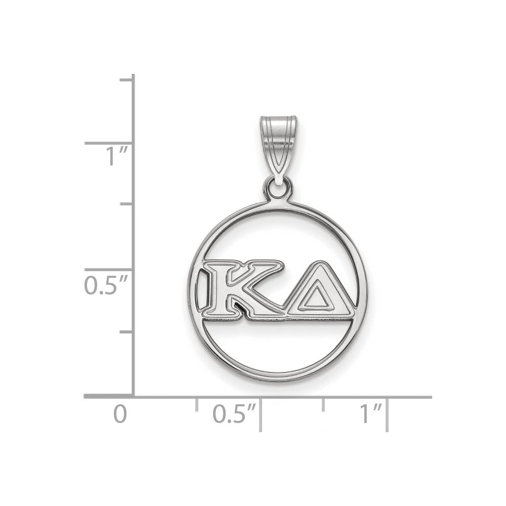 Alternate view of the Sterling Silver Kappa Delta Medium Circle Greek Letters Pendant by The Black Bow Jewelry Co.