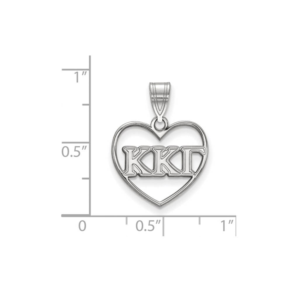 Alternate view of the Sterling Silver Kappa Kappa Gamma Heart Greek Letters Pendant by The Black Bow Jewelry Co.