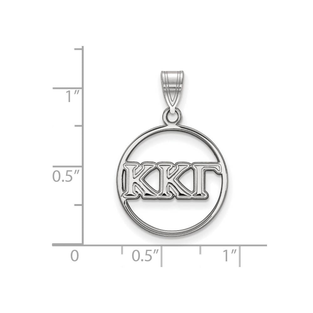 Alternate view of the Sterling Silver Kappa Kappa Gamma Medium Circle Greek Letters Pendant by The Black Bow Jewelry Co.