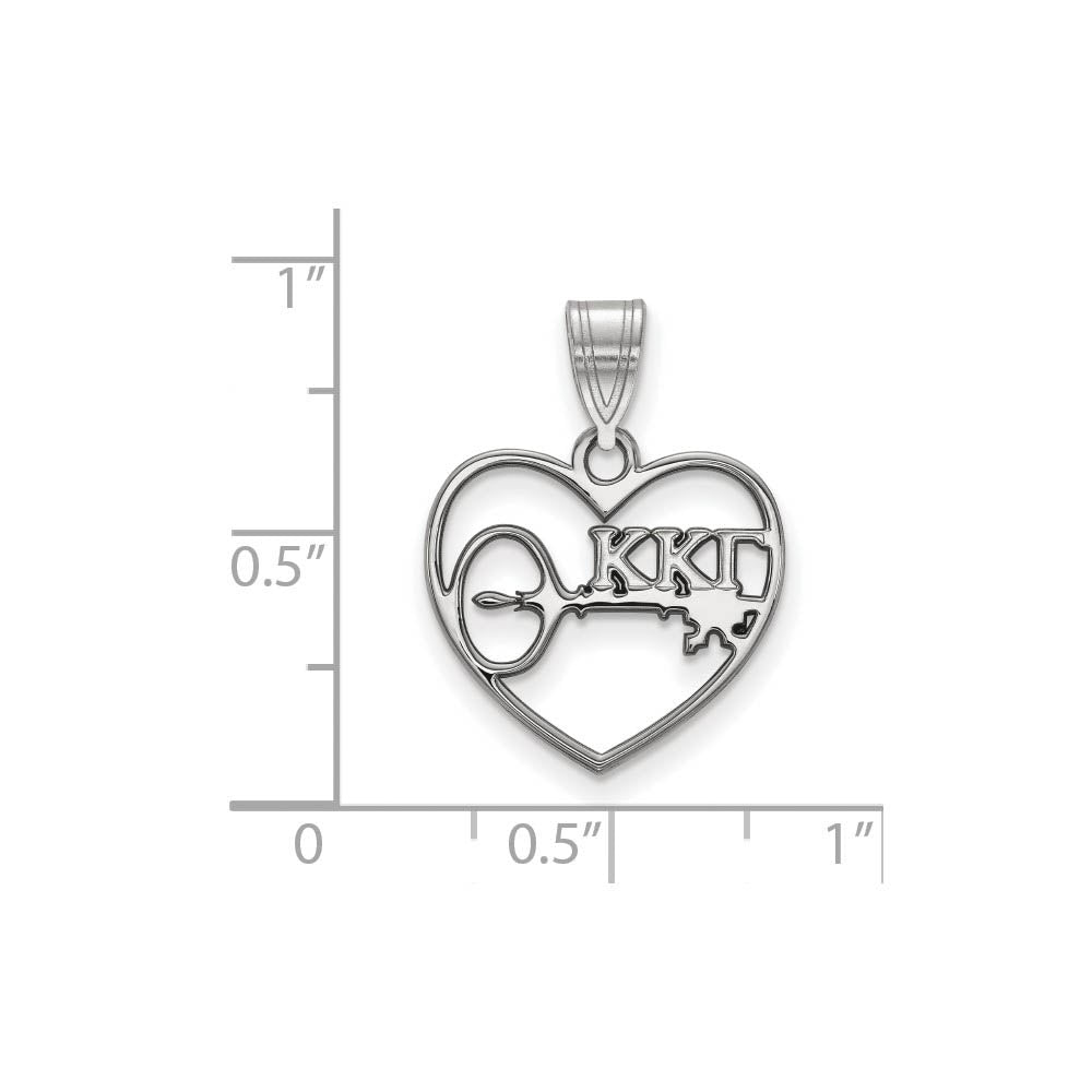 Alternate view of the Sterling Silver Kappa Kappa Gamma Heart Pendant by The Black Bow Jewelry Co.