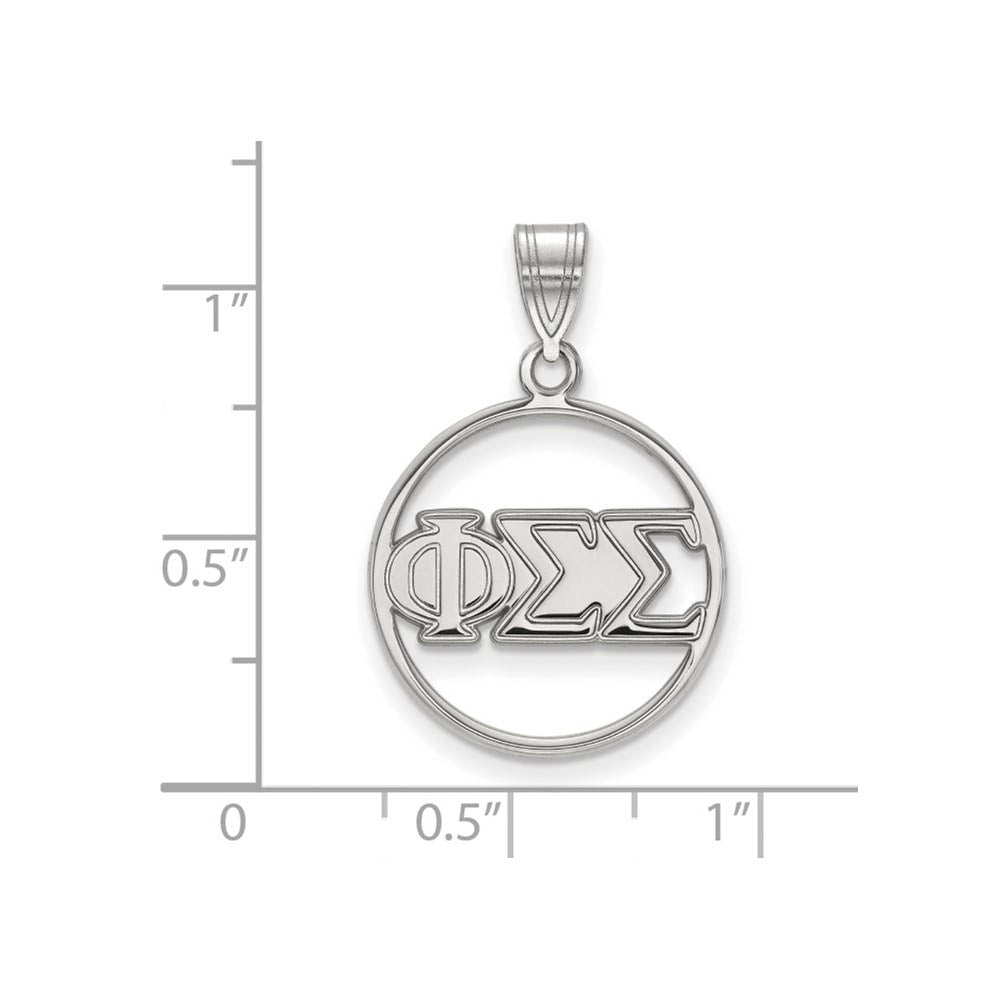 Alternate view of the Sterling Silver Phi Sigma Sigma Medium Circle Greek Letters Pendant by The Black Bow Jewelry Co.