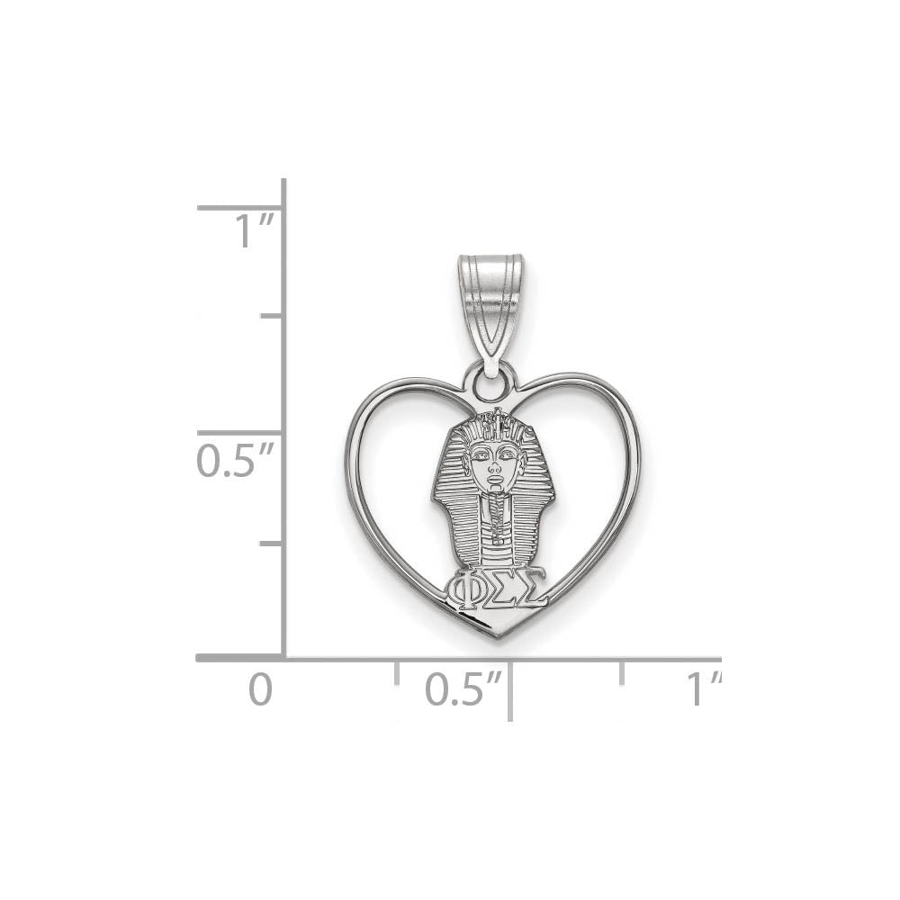 Alternate view of the Sterling Silver Phi Sigma Sigma Heart Pendant by The Black Bow Jewelry Co.