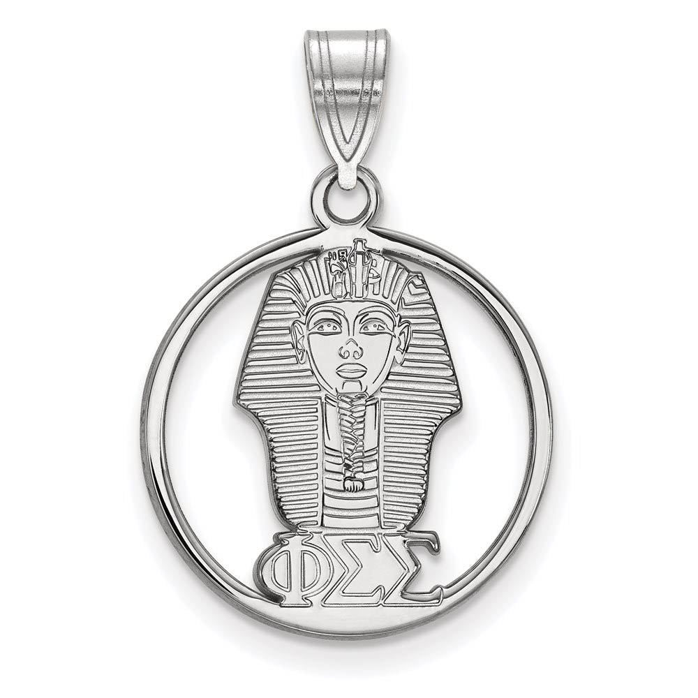 Sterling Silver Phi Sigma Sigma Medium Circle Pendant, Item P27423 by The Black Bow Jewelry Co.