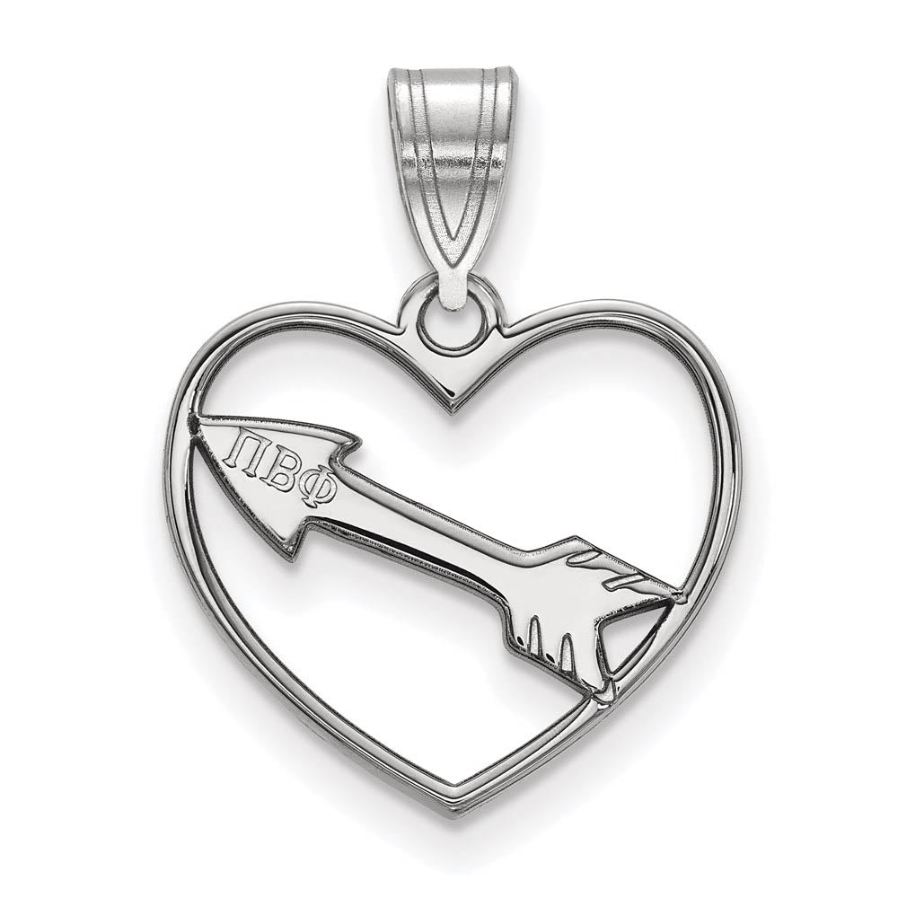 Sterling Silver Pi Beta Phi Heart Pendant, Item P27432 by The Black Bow Jewelry Co.