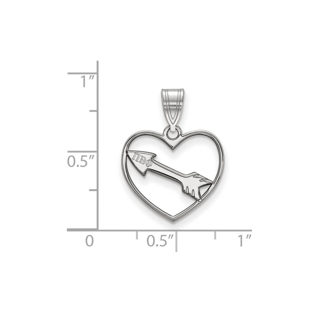 Alternate view of the Sterling Silver Pi Beta Phi Heart Pendant by The Black Bow Jewelry Co.