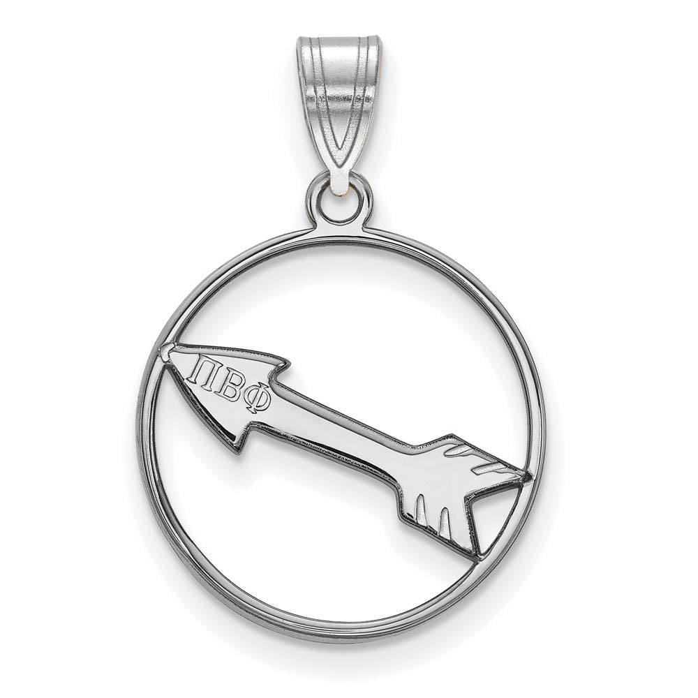 Sterling Silver Pi Beta Phi Medium Circle Pendant, Item P27433 by The Black Bow Jewelry Co.