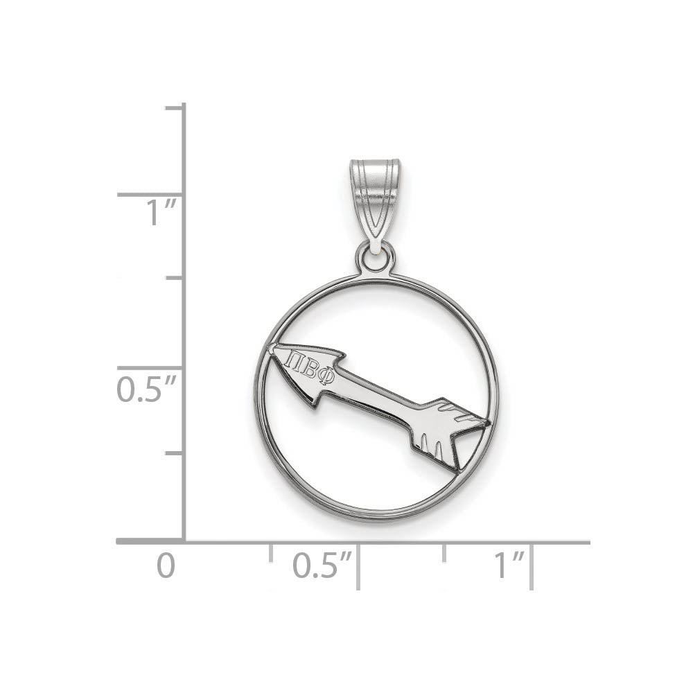 Alternate view of the Sterling Silver Pi Beta Phi Medium Circle Pendant by The Black Bow Jewelry Co.