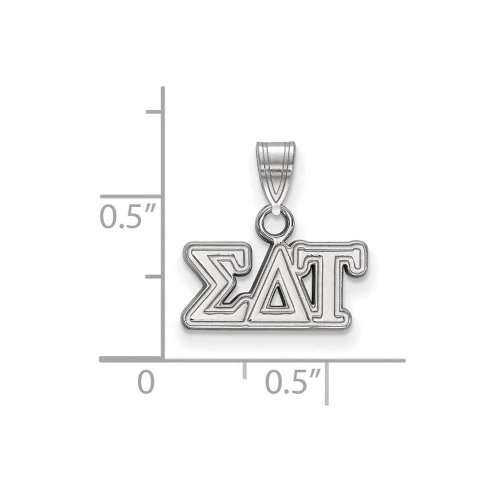 Alternate view of the Sterling Silver Sigma Delta Tau Small Greek Letters Pendant by The Black Bow Jewelry Co.