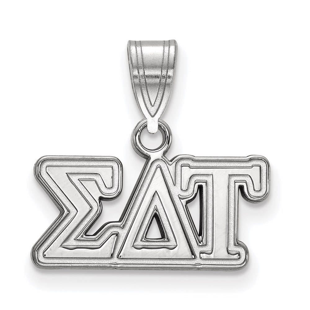 Sterling Silver Sigma Delta Tau Medium Greek Letters Pendant, Item P27436 by The Black Bow Jewelry Co.