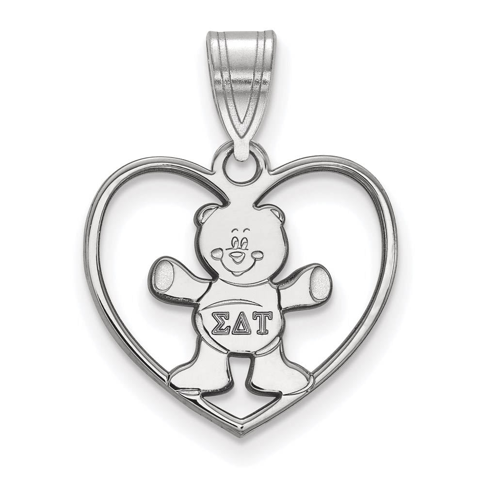 Sterling Silver Sigma Delta Tau Heart Pendant, Item P27442 by The Black Bow Jewelry Co.