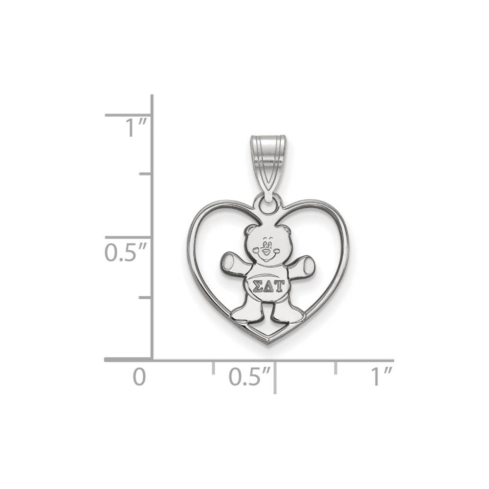 Alternate view of the Sterling Silver Sigma Delta Tau Heart Pendant by The Black Bow Jewelry Co.