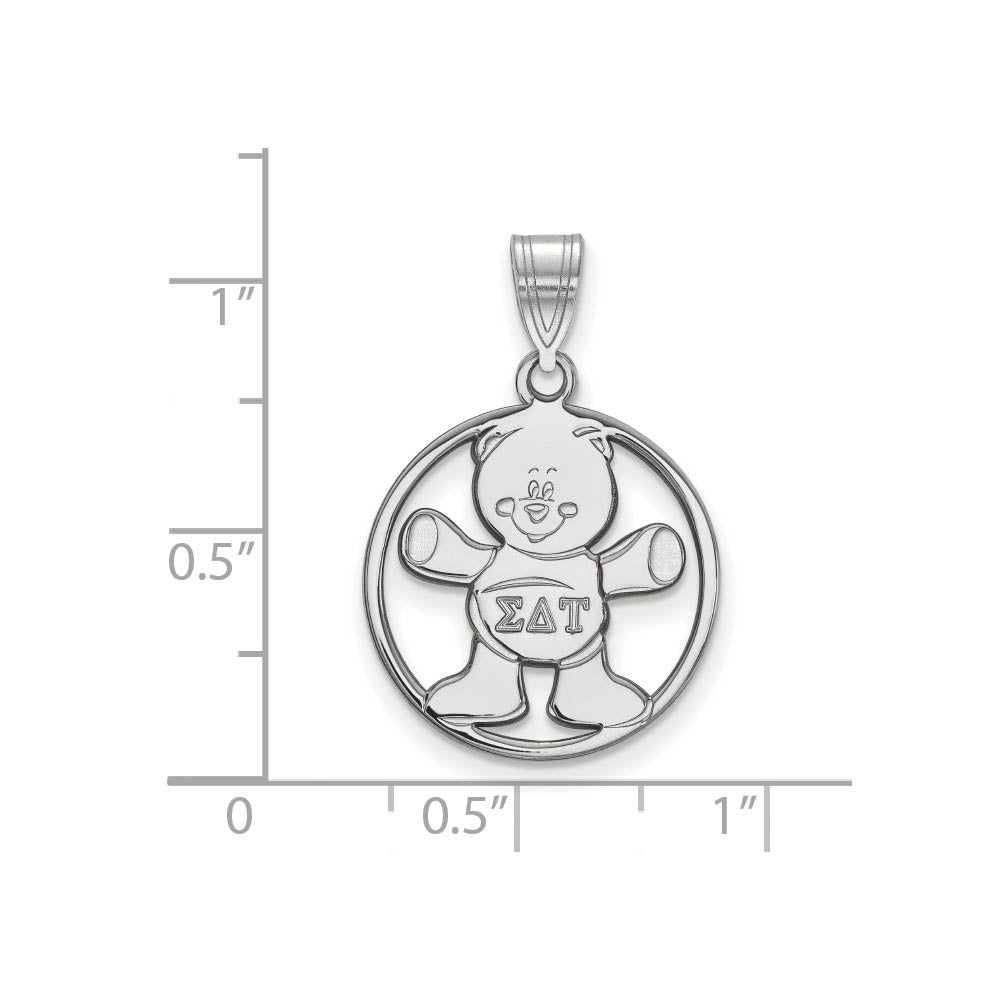 Alternate view of the Sterling Silver Sigma Delta Tau Medium Circle Pendant by The Black Bow Jewelry Co.
