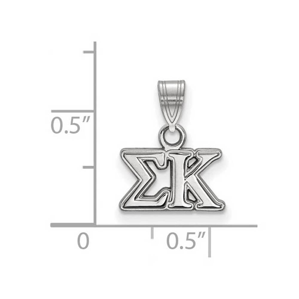 Alternate view of the Sterling Silver Sigma Kappa Small Greek Letters Pendant by The Black Bow Jewelry Co.
