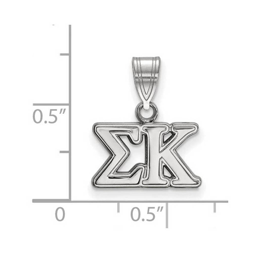 Alternate view of the Sterling Silver Sigma Kappa Medium Greek Letters Pendant by The Black Bow Jewelry Co.