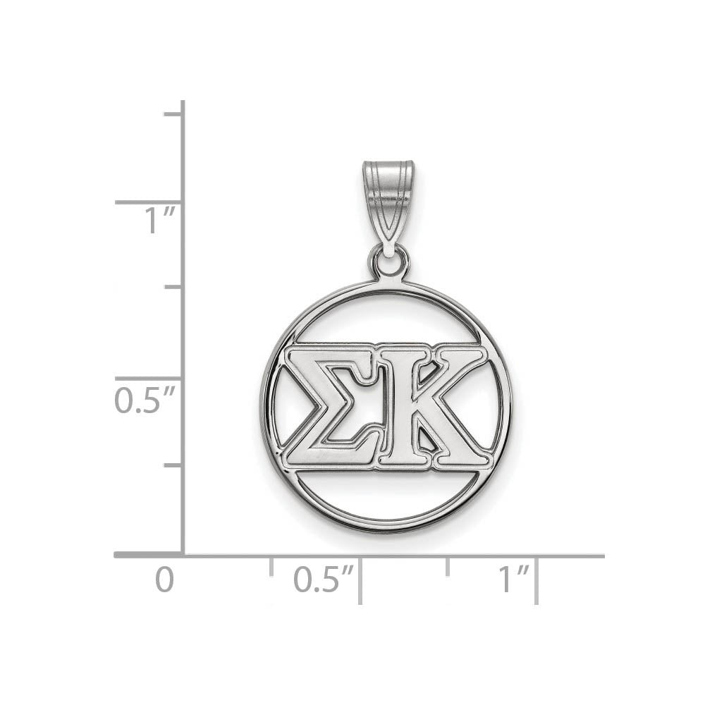 Alternate view of the Sterling Silver Sigma Kappa Medium Circle Greek Letters Pendant by The Black Bow Jewelry Co.