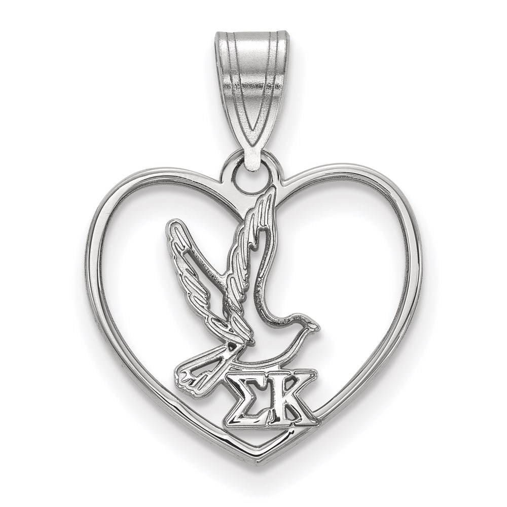 Sterling Silver Sigma Kappa Heart Pendant, Item P27452 by The Black Bow Jewelry Co.