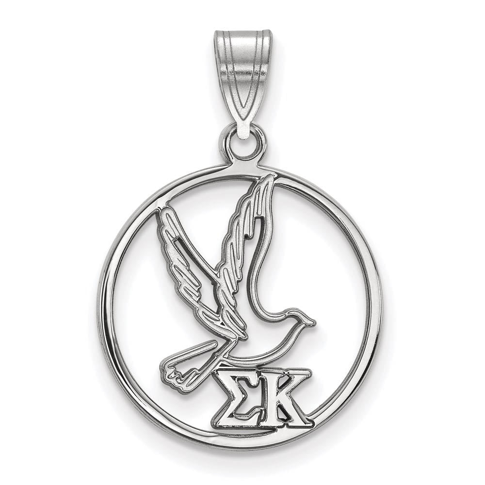 Sterling Silver Sigma Kappa Medium Circle Pendant, Item P27453 by The Black Bow Jewelry Co.