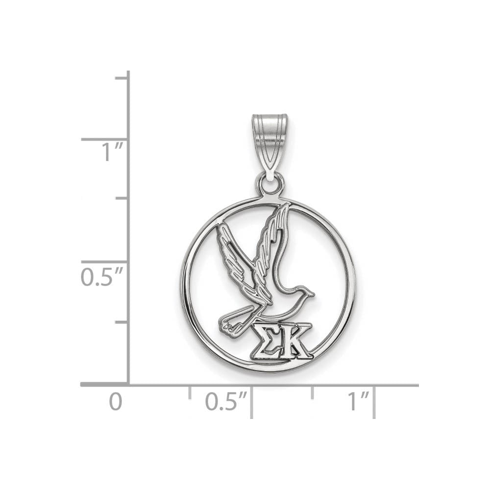 Alternate view of the Sterling Silver Sigma Kappa Medium Circle Pendant by The Black Bow Jewelry Co.