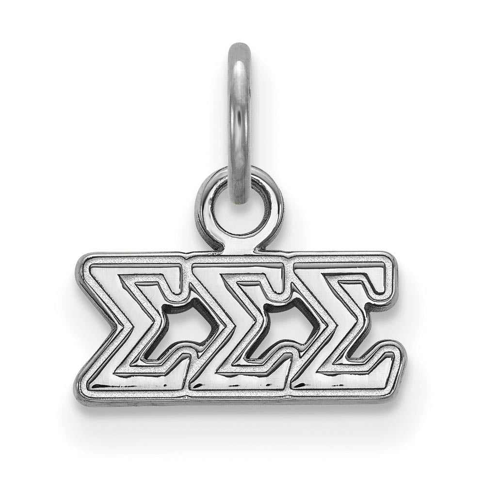 Sterling Silver Sigma Sigma Sigma XS (Tiny) Greek Letters Charm, Item P27454 by The Black Bow Jewelry Co.