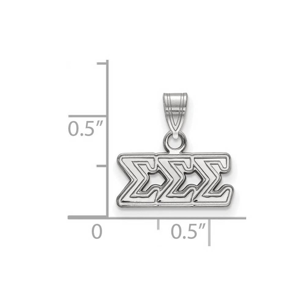 Alternate view of the Sterling Silver Sigma Sigma Sigma Small Greek Letters Pendant by The Black Bow Jewelry Co.