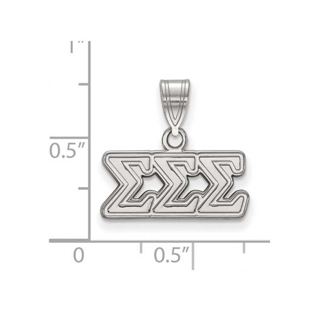 Alternate view of the Sterling Silver Sigma Sigma Sigma Medium Greek Letters Pendant by The Black Bow Jewelry Co.